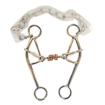 HILASON 5" Snaffle Mouth Western Horse Gag Double Jointed Bit W/ Dogbone Copper Rollers Link SS